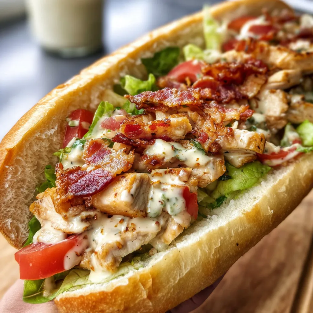 Savory Chopped Chicken Bacon Ranch Sub with Crispy Toppings and Creamy Homemade Ranch - secondary view